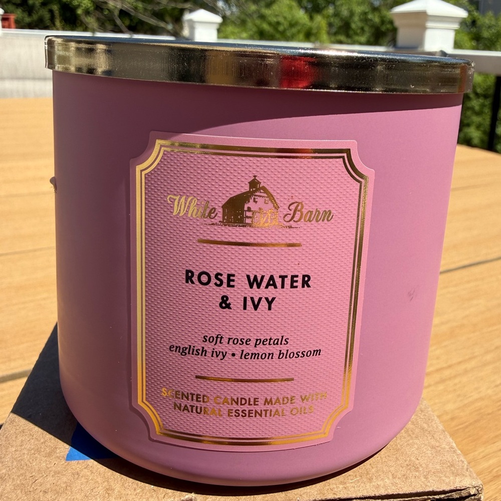 White Barn Bath and Body Works Rose Water & Ivy Three Wick Candle